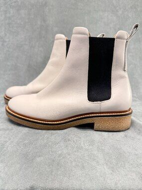 Everlane Italian Leather Chelsea Boots Cream Beige Size 8 Made in Italy